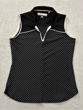Pebble Beach Dry-Luxe Performance Sleeveless V-Neck Golf Polo Shirt Women's sz M